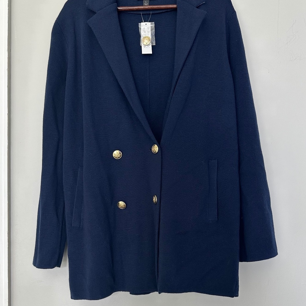 NWT J Crew Blue Soft Button Blazer. Size L